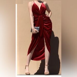 Chic Velvet V Cut Dress